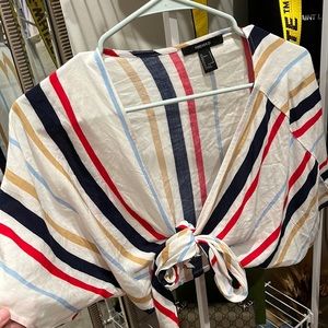 Forver12 tie front stripped top